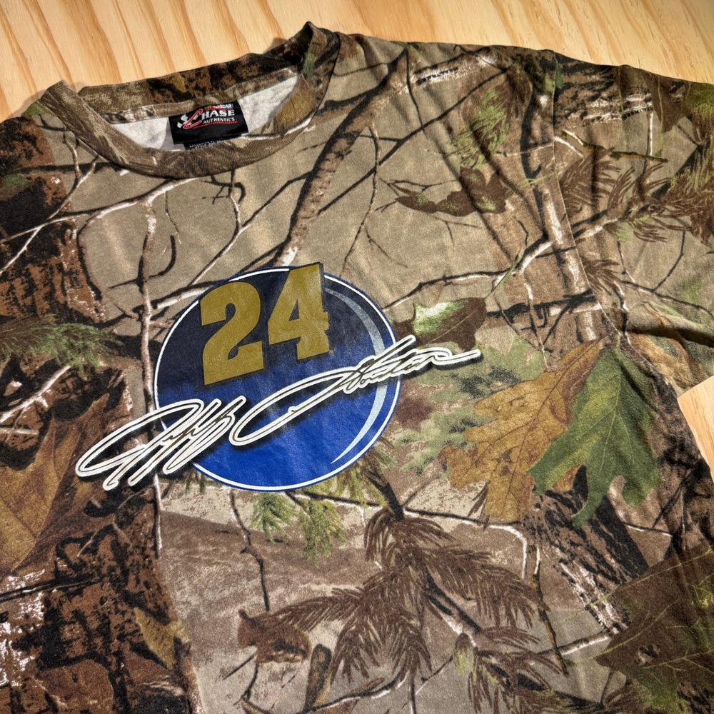 Chase Authentics Jeff Gordon 24 NASCAR Camo Graphic T-Shirt Mens XL 100% Cotton